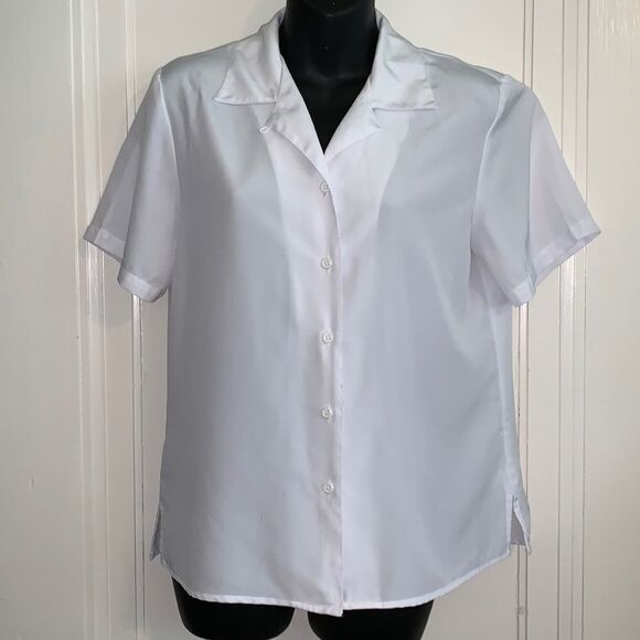 Notations white polyester short sleeved shirt - Picture 1 of 11
